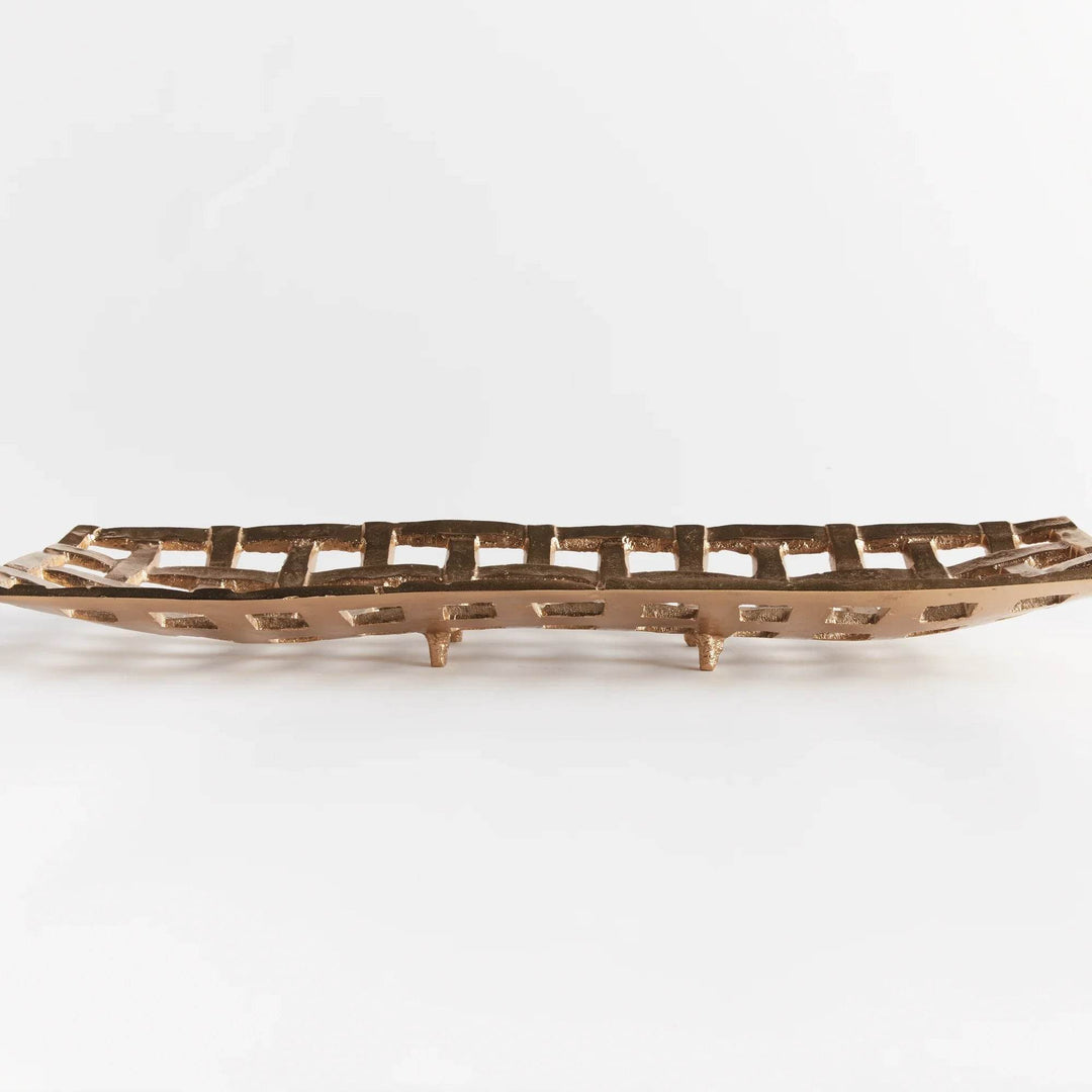 Modern Champagne Gold Cast Aluminum Tray Side View