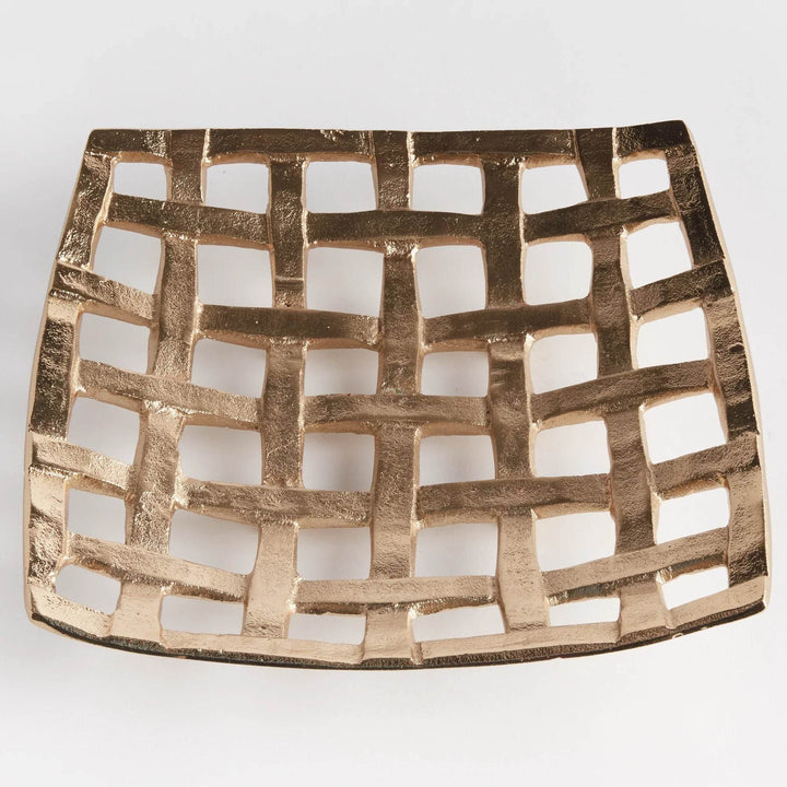 Champagne Gold Decorative Square Tray, Top Detailed