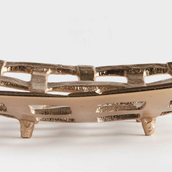 Champagne Gold Decorative Square Tray Detailed Closeup 