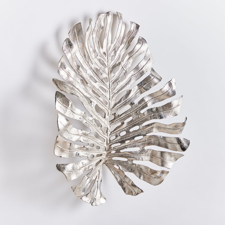 Silver Leaf Wall Decor Cast Aluminum Large Statement Accent