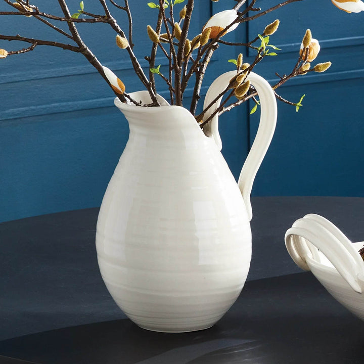 Handmade Italian Decorative Ceramic Vase with Artisan Ribbing