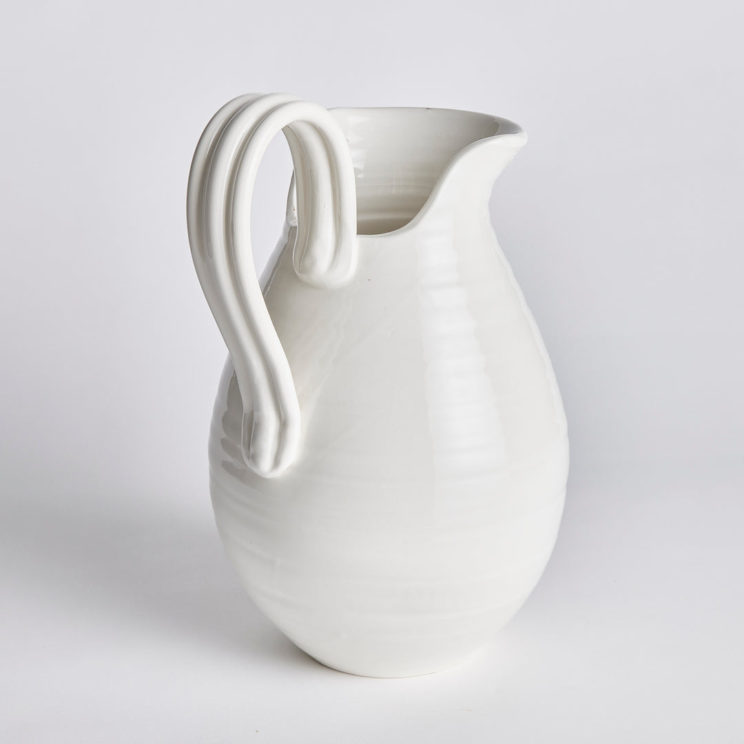 Handmade Italian Decorative Ceramic Vase with Artisan Ribbing