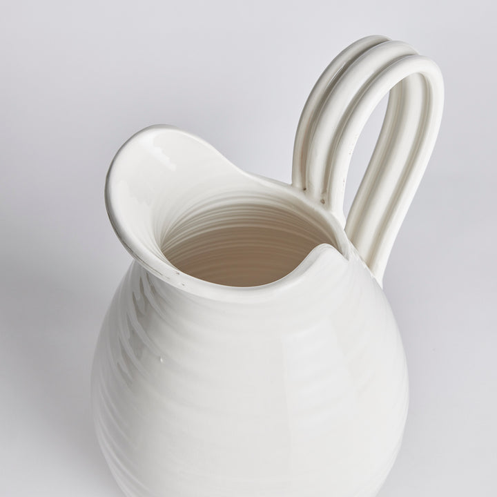 Handmade Italian Decorative Ceramic Vase with Artisan Ribbing