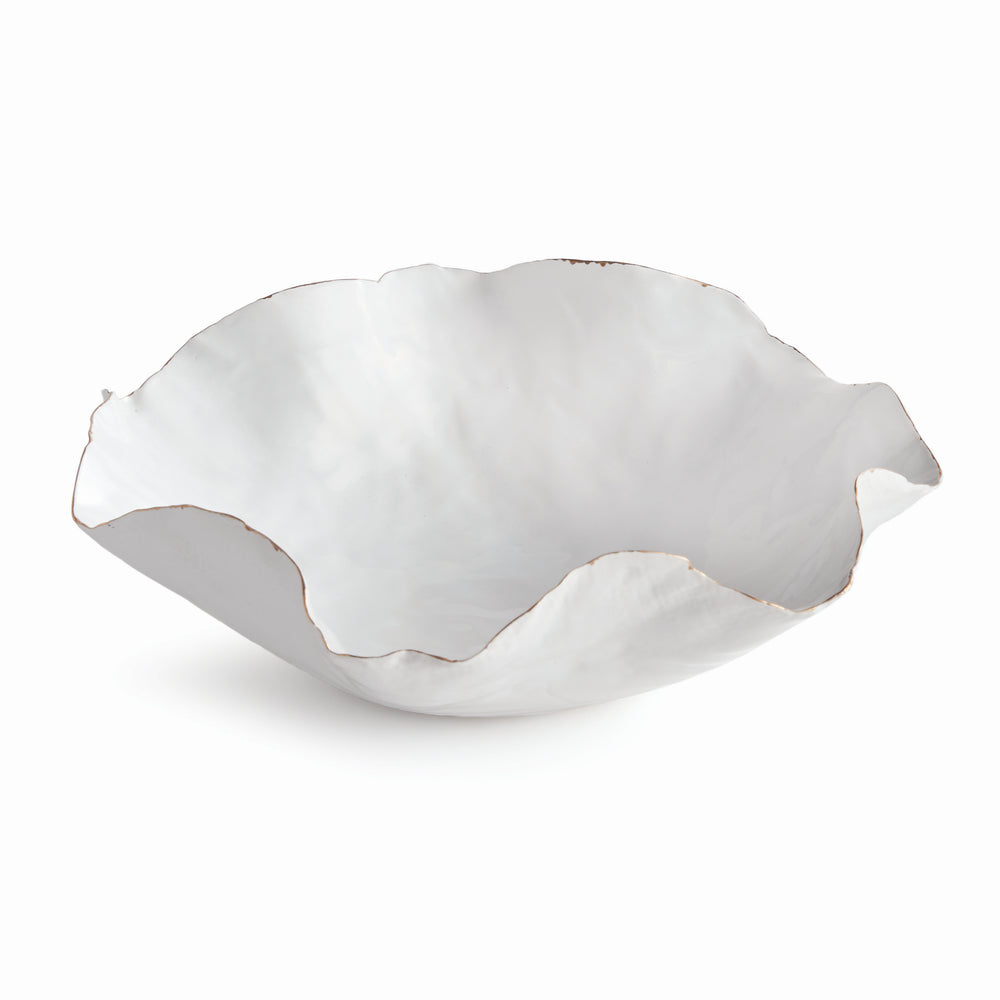 Carefully crafted with a seaside-inspired design, this large decorative tray boasts crimped edges and a natural form that is sure to make a statement in any room. Its hand-brushed gold tipped edges are electroplated for a glossy and long-lasting finish. Place it on a coffee table amongst stacked art books or on a side table for an eye-catching touch.