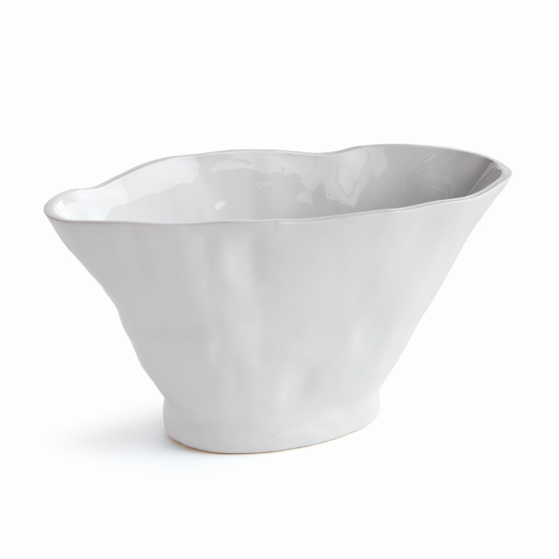 Enhance any space with the sleek and versatile design of the Coastal White Oval Vase Large. With its sculptural form and slim profile, it's perfect for narrow consoles or mantles. Add a faux stem or a few decorative orbs for a sophisticated touch.