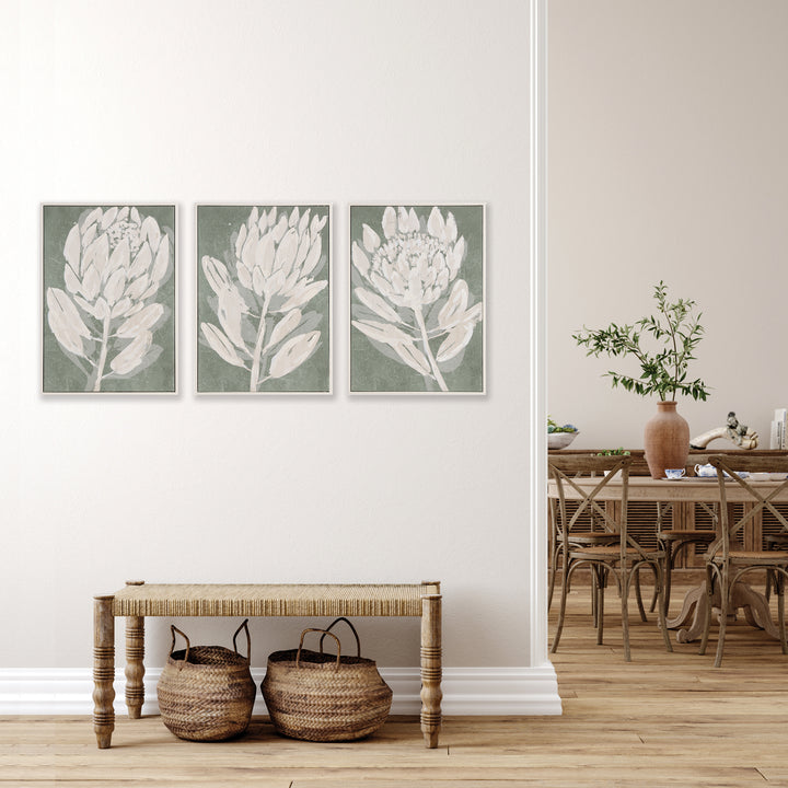 Nature-Inspired Triptych of South African Protea Art