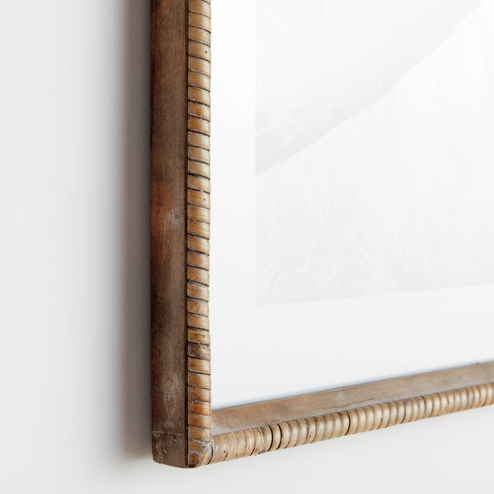 Cockatoo Prints in Neutral Tones with Rattan Wrapped Wood Frames