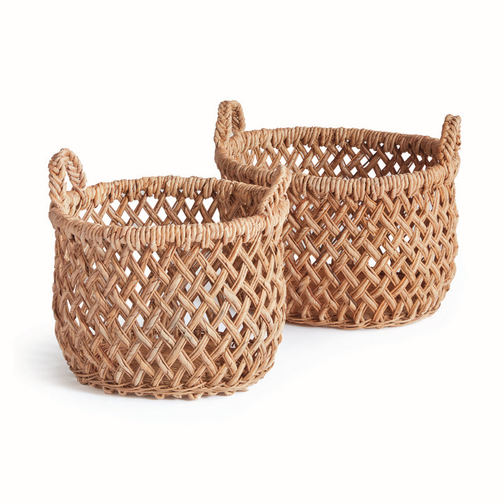 Handwoven Banana Rattan Baskets with Handles for Stylish Storage