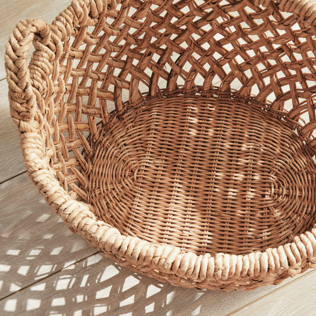 Handwoven Banana Rattan Baskets with Handles for Stylish Storage