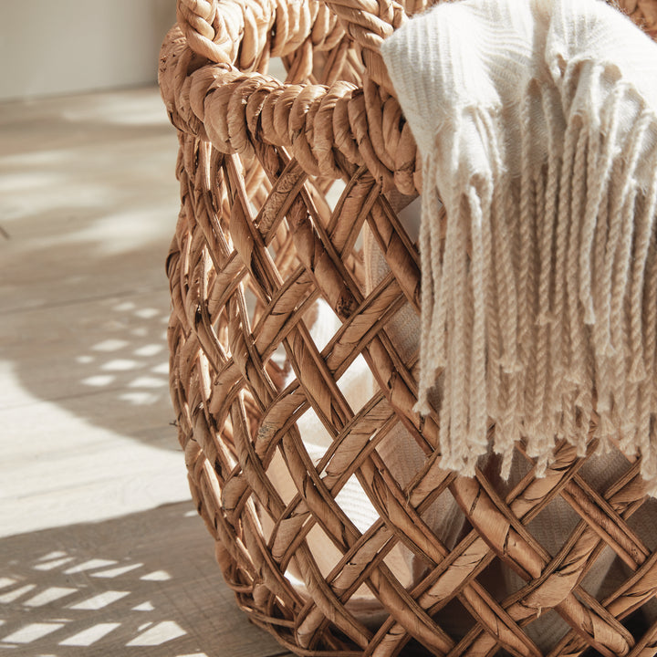 Handwoven Banana Rattan Baskets with Handles for Stylish Storage