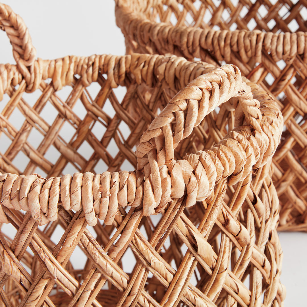 Handwoven Banana Rattan Baskets with Handles for Stylish Storage