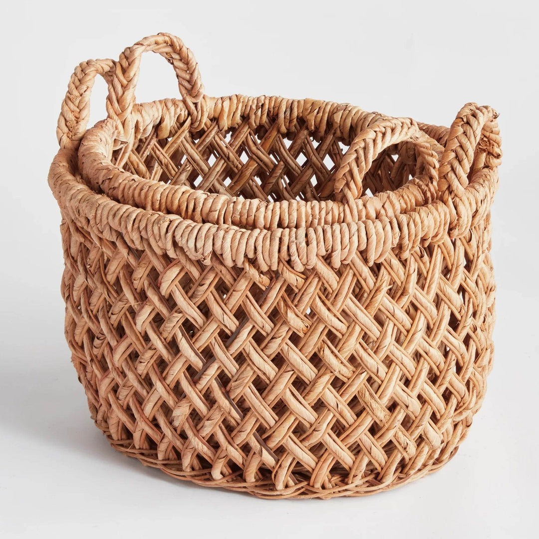 Handwoven Banana Rattan Baskets with Handles for Stylish Storage
