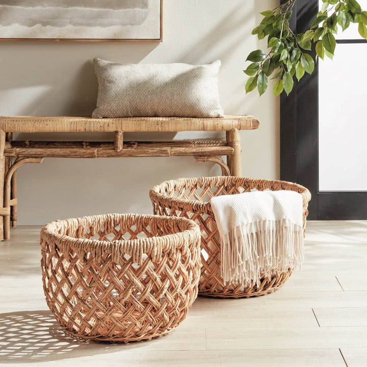 Handwoven Banana Rattan Baskets for Elegant Storage and Decor