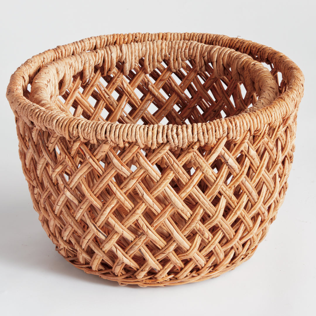 Handwoven Banana Rattan Baskets for Elegant Storage and Decor