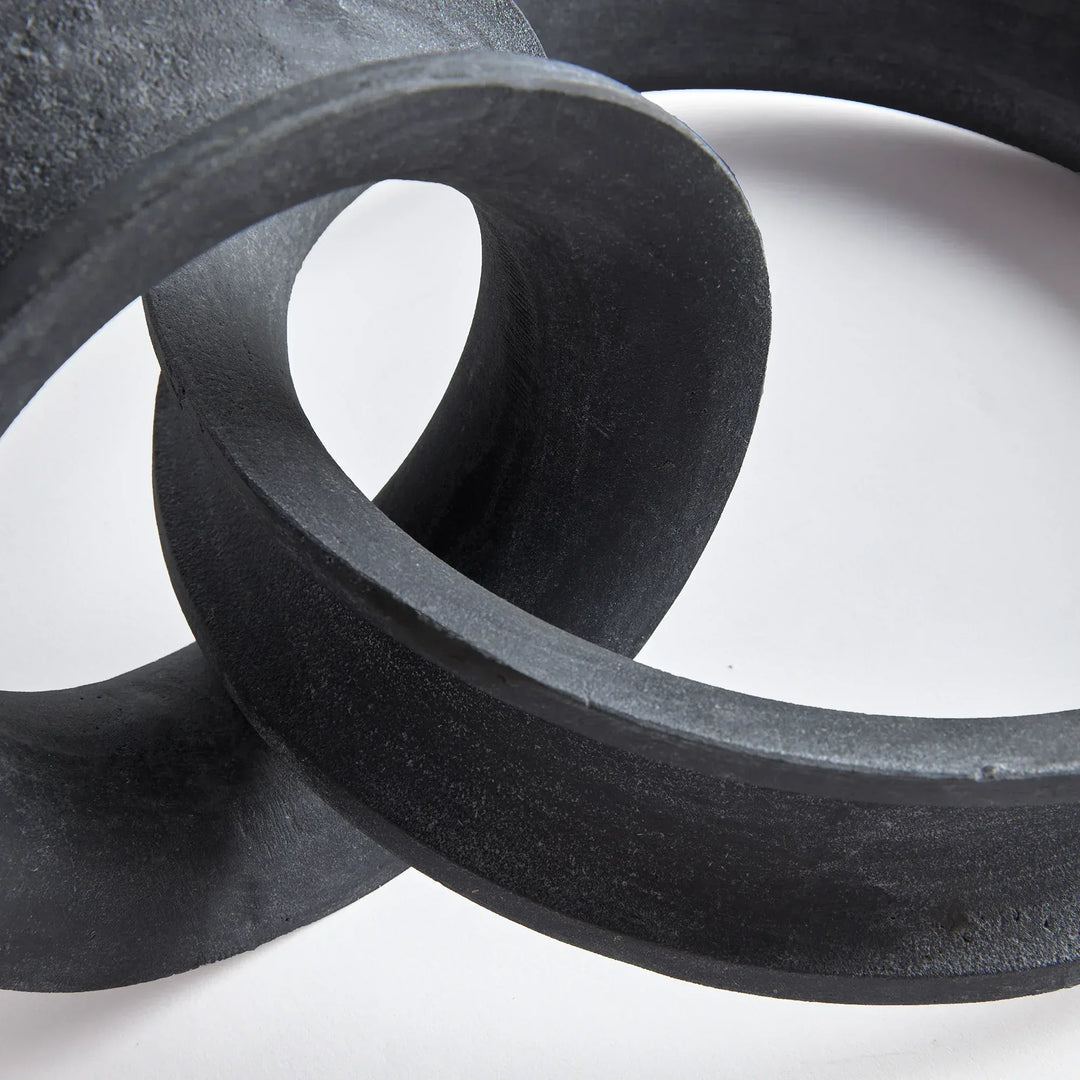 Close-up of black abstract sculptures