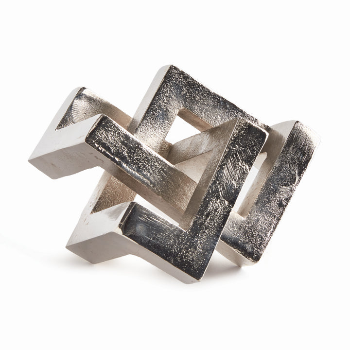 Modern Silver Key Sculpture - Geometric Accent Decor