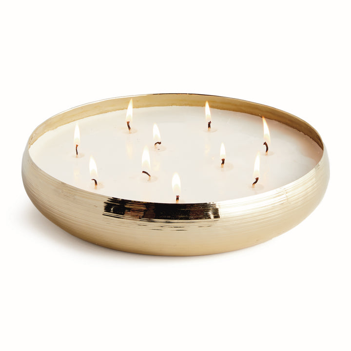 10-Wick Soy Candle in Gold Tray with Ridged Texture