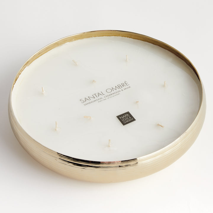 10-Wick Soy Candle in Gold Tray with Ridged Texture