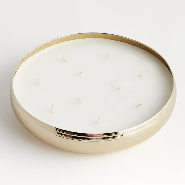 10-Wick Soy Candle in Gold Tray with Ridged Texture