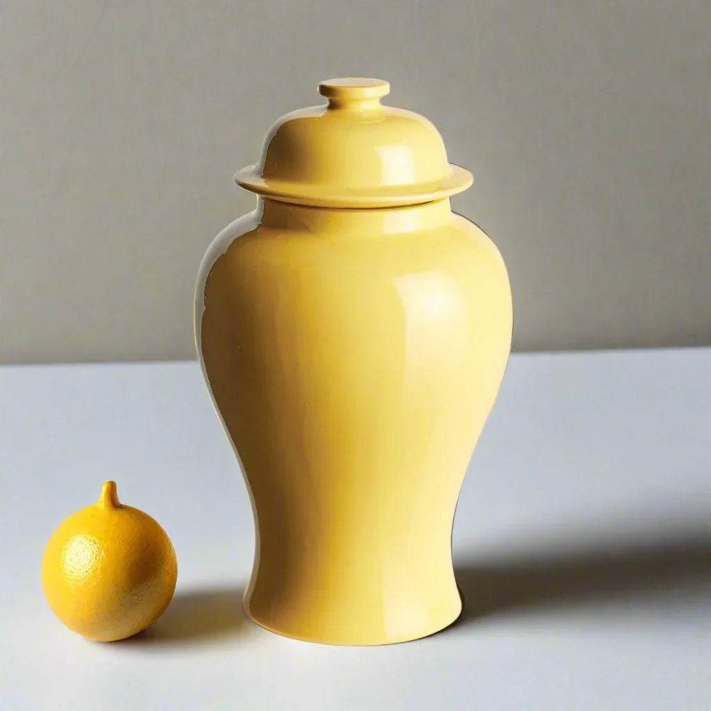 Lili Yellow Ceramic Lidded Ginger Jar - Small
