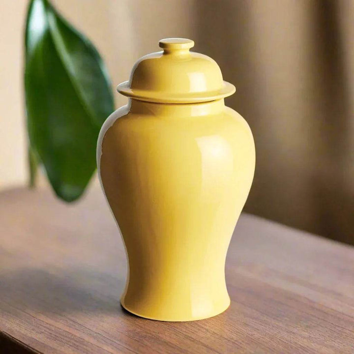 Lili Yellow Ceramic Lidded Ginger Jar - Small