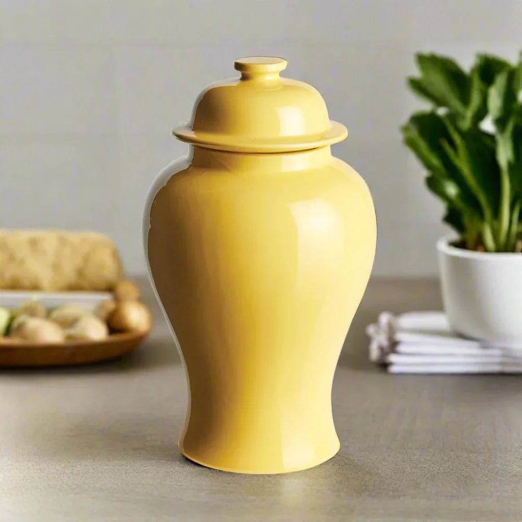 Lili Yellow Ceramic Lidded Ginger Jar - Small