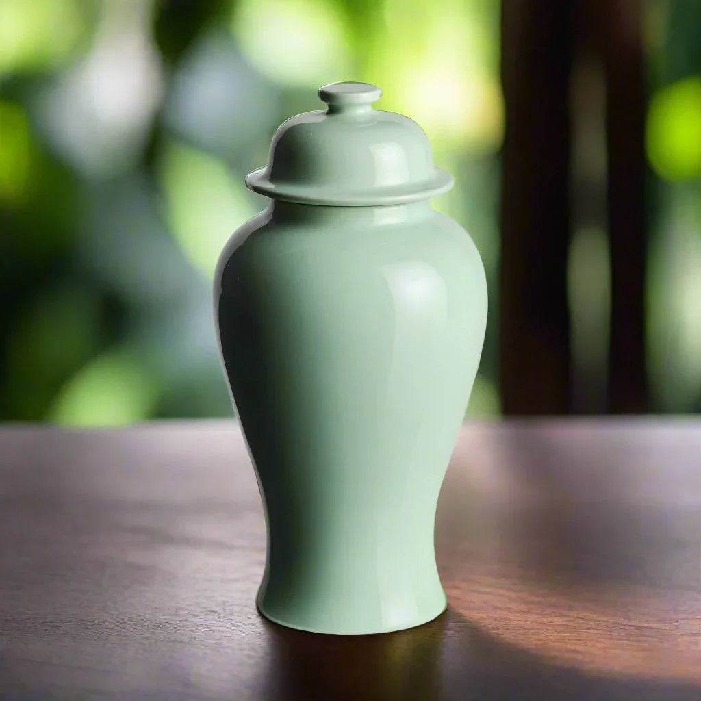 Lili Green Ceramic Lidded Mini Ginger Jar, Large