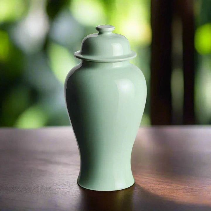 Lili Green Ceramic Lidded Mini Ginger Jar, Large