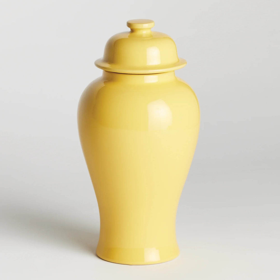 Lili Yellow Ceramic Lidded Ginger Jar - Large, High Gloss