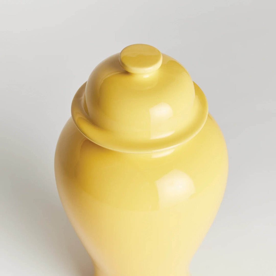 Lili Yellow Ceramic Lidded Ginger Jar - Large, High Gloss