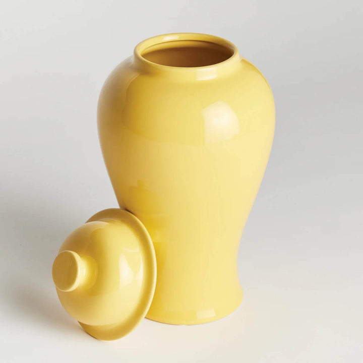 Lili Yellow Ceramic Lidded Ginger Jar - Large, High Gloss