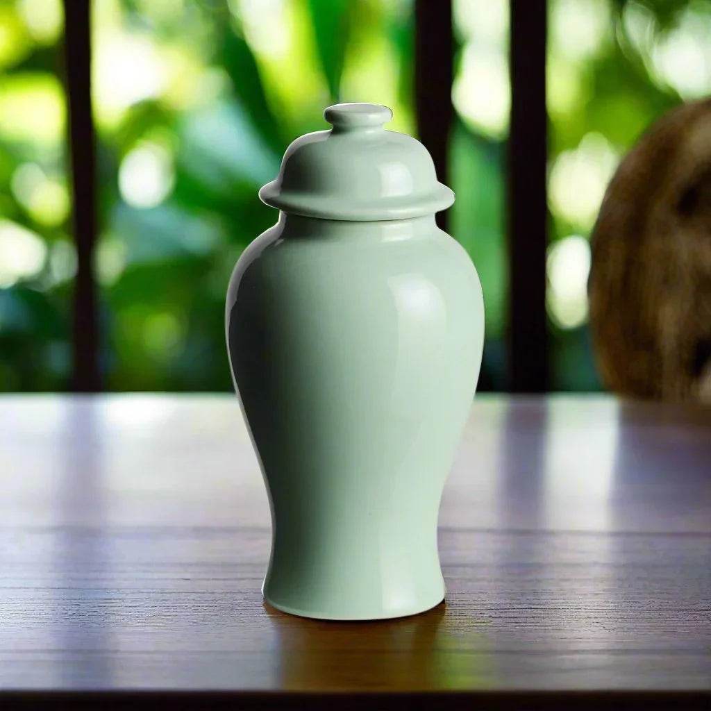Lili Green Ceramic Lidded Ginger Jar, Small