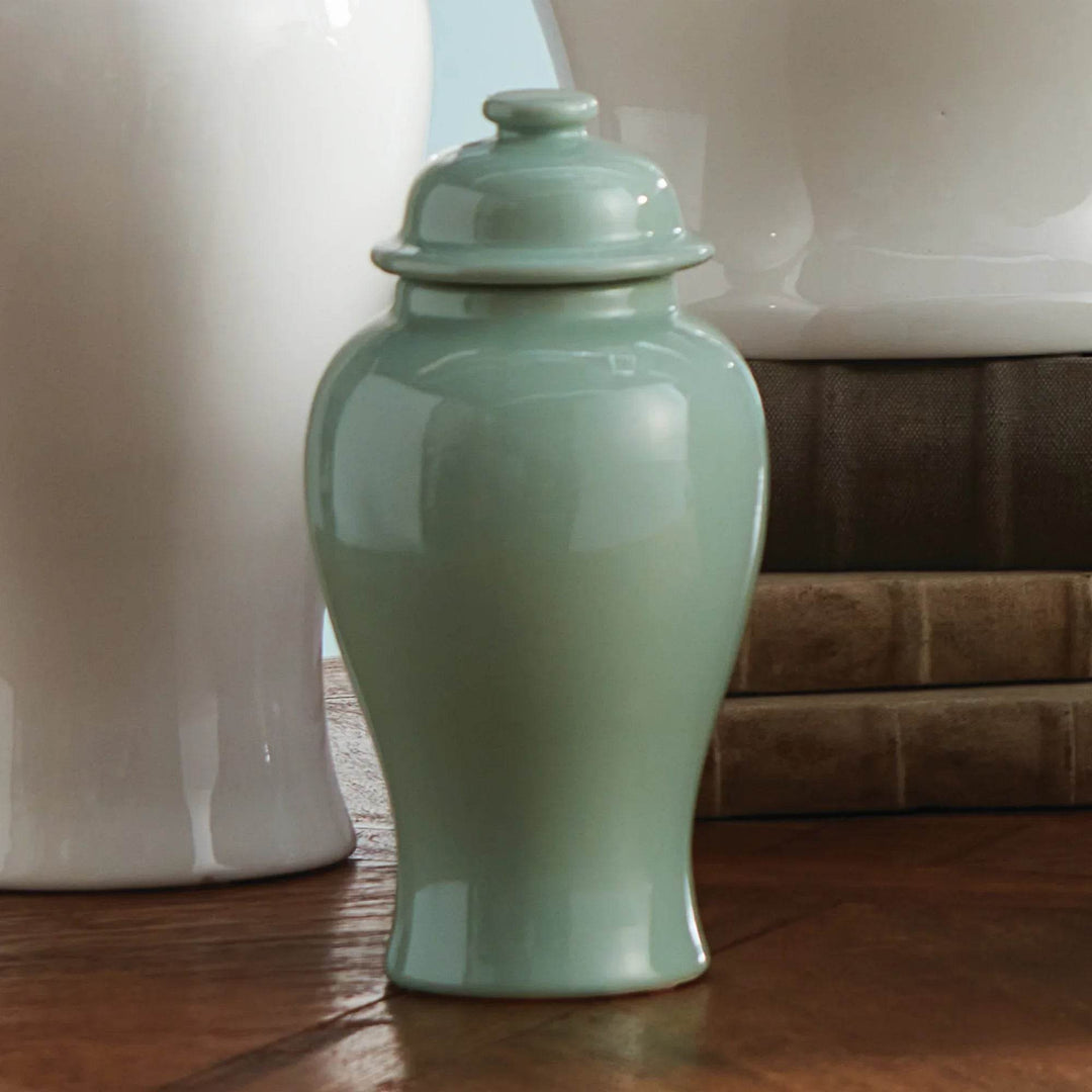 Lili Green Ceramic Lidded Ginger Jar, Small