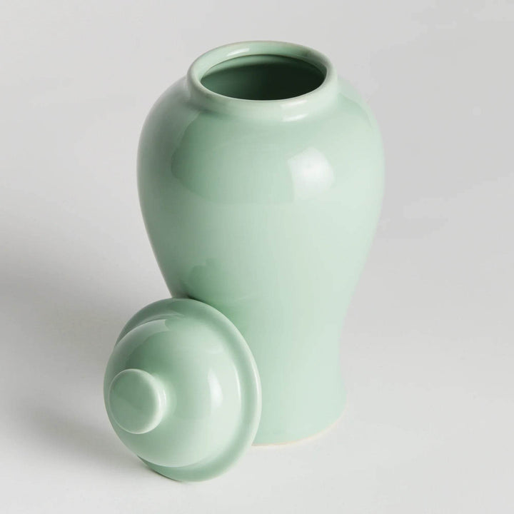 Lili Green Ceramic Lidded Ginger Jar, Small