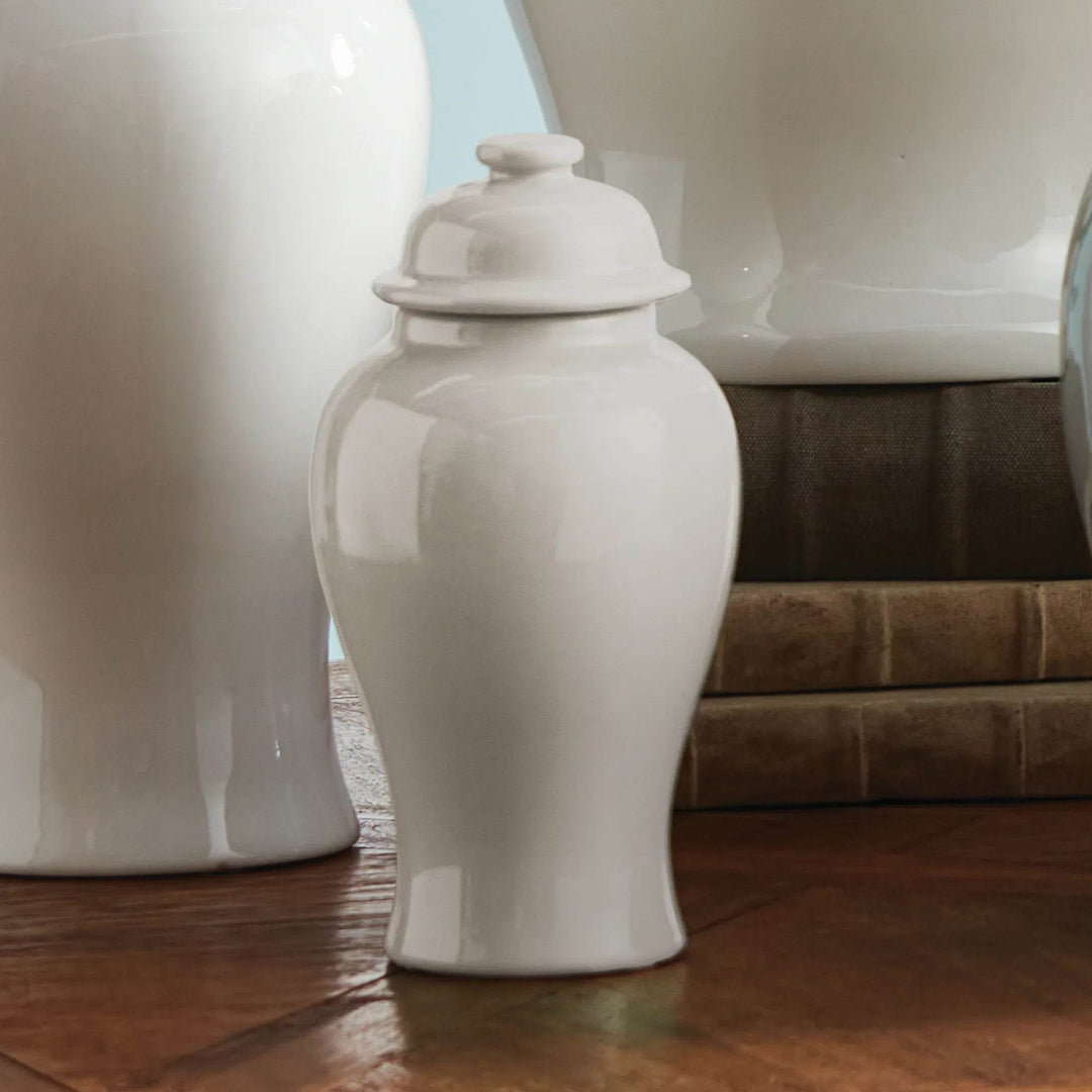 Lili White Ceramic Lidded Mini Ginger Jar