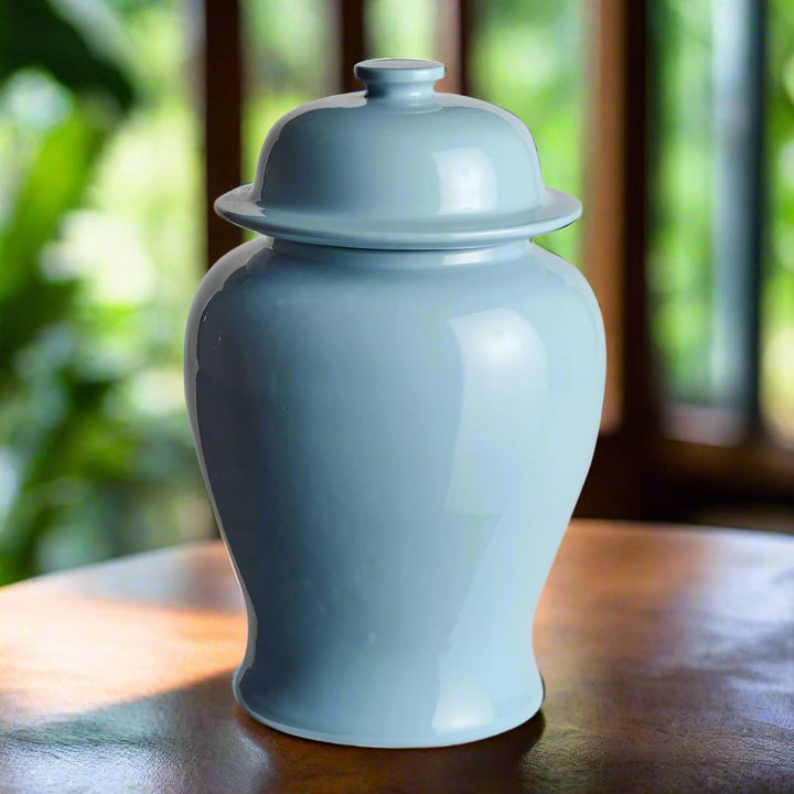 Lili Blue Ceramic Wide Lidded Ginger Jar, Large