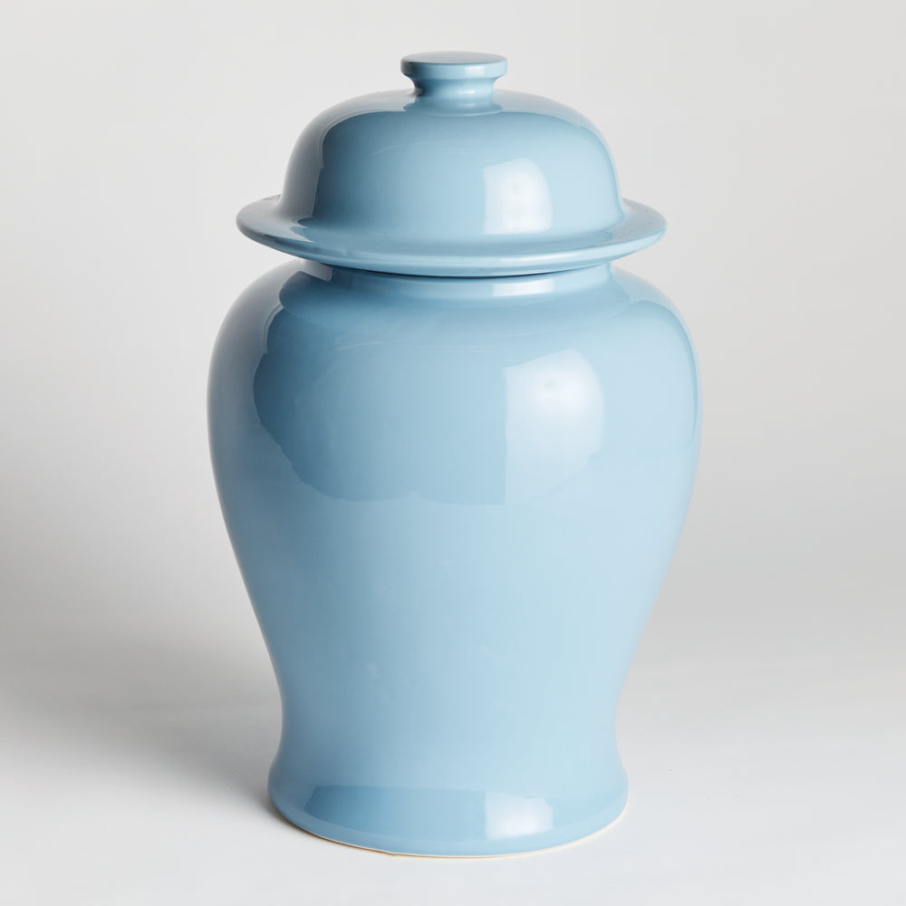 Lili Blue Ceramic Wide Lidded Ginger Jar, Large