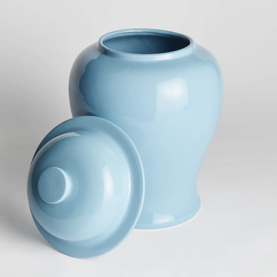 Lili Blue Ceramic Wide Lidded Ginger Jar, Large