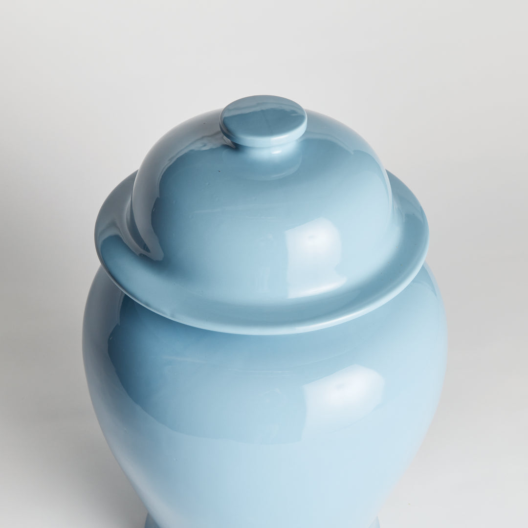 Lili Blue Ceramic Wide Lidded Ginger Jar, Large