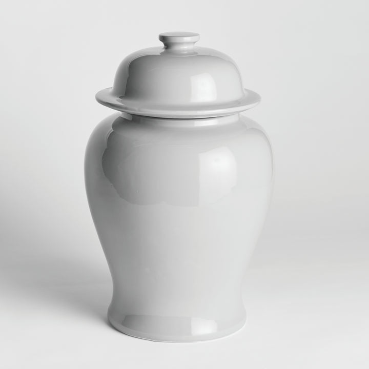 Lili White Ceramic Wide Lidded Ginger Jar, Large