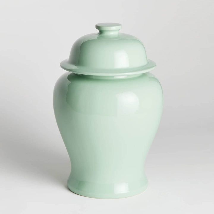 Lili Green Ceramic Wide Lidded Ginger Jar, Small - Delamere Design