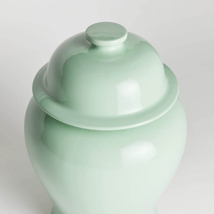Lili Green Ceramic Wide Lidded Ginger Jar, Small - Delamere Design
