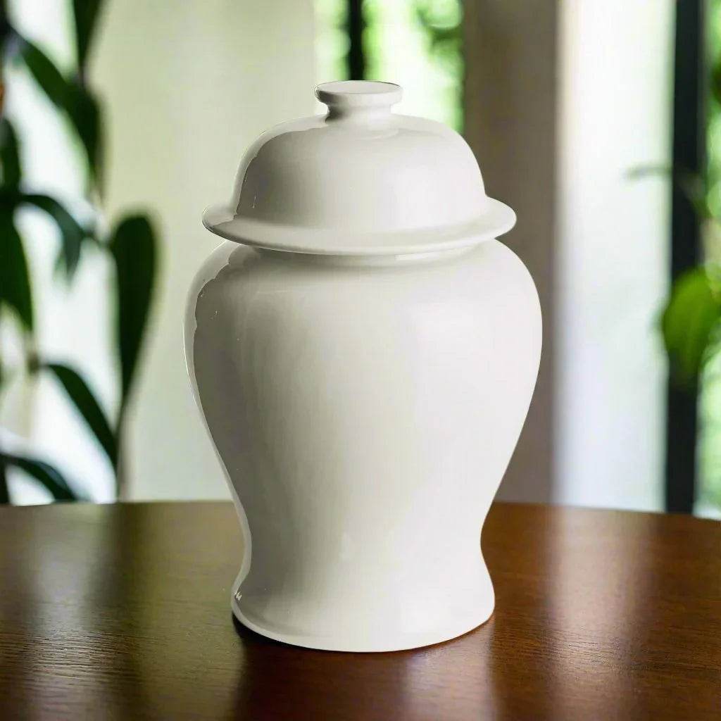 Lili White Ceramic Small Ginger Jar - Classic & Modern Decor