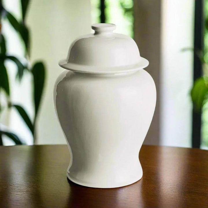 Lili White Ceramic Small Ginger Jar - Classic & Modern Decor