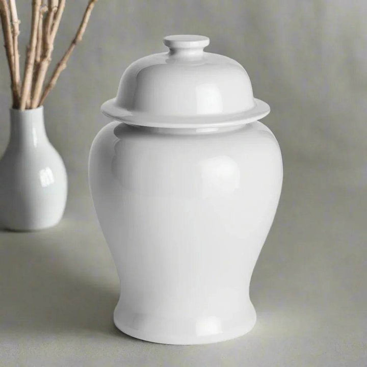 Lili White Ceramic Small Ginger Jar - Classic & Modern Decor