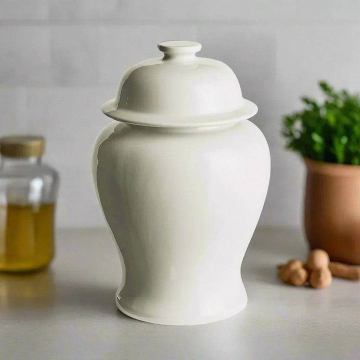 Lili White Ceramic Small Ginger Jar - Classic & Modern Decor