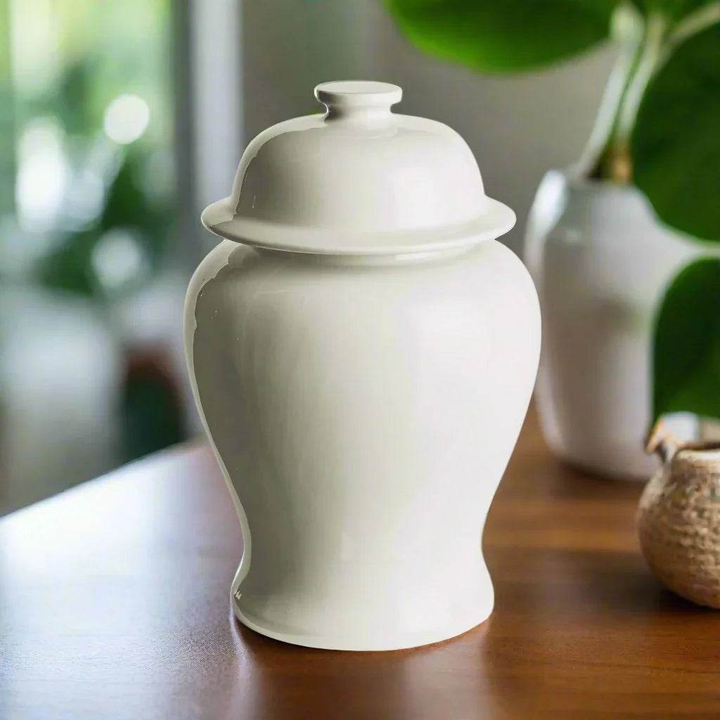 Lili White Ceramic Small Ginger Jar - Classic & Modern Decor