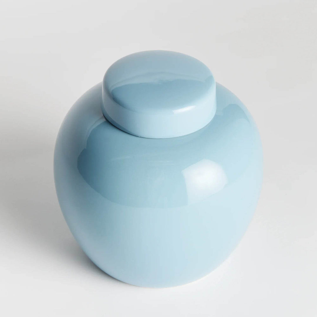 Lili Blue Ceramic Lidded Jar - 16.5" Ginger Jar