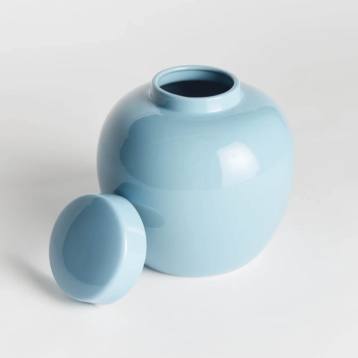 Lili Blue Ceramic Lidded Jar - 16.5" Ginger Jar