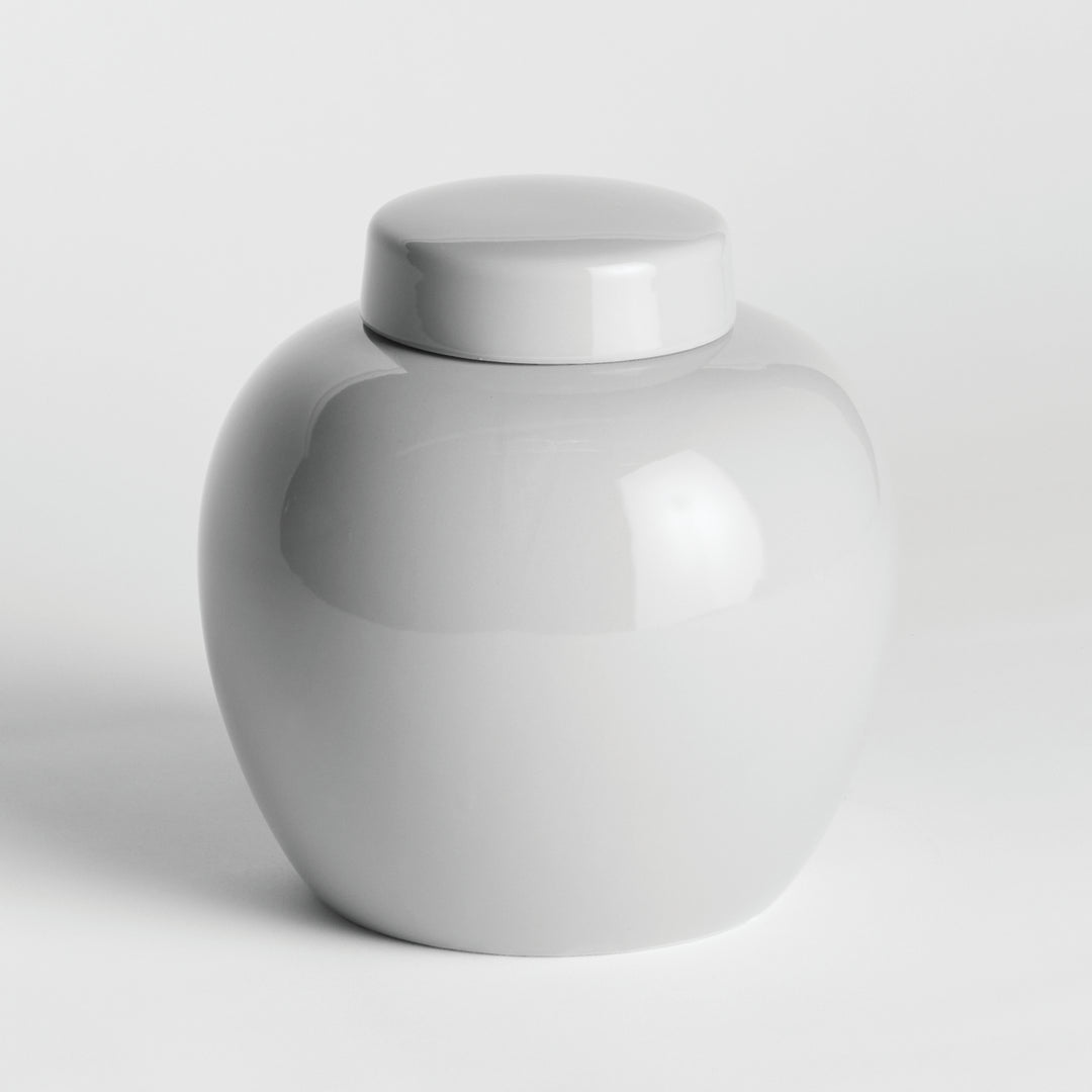 Lili White Ceramic Ginger Jar - High Gloss Decor Piece